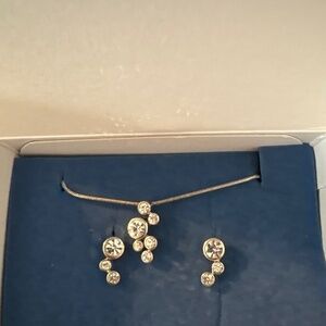 Bezel rhinestone necklace and earrings set